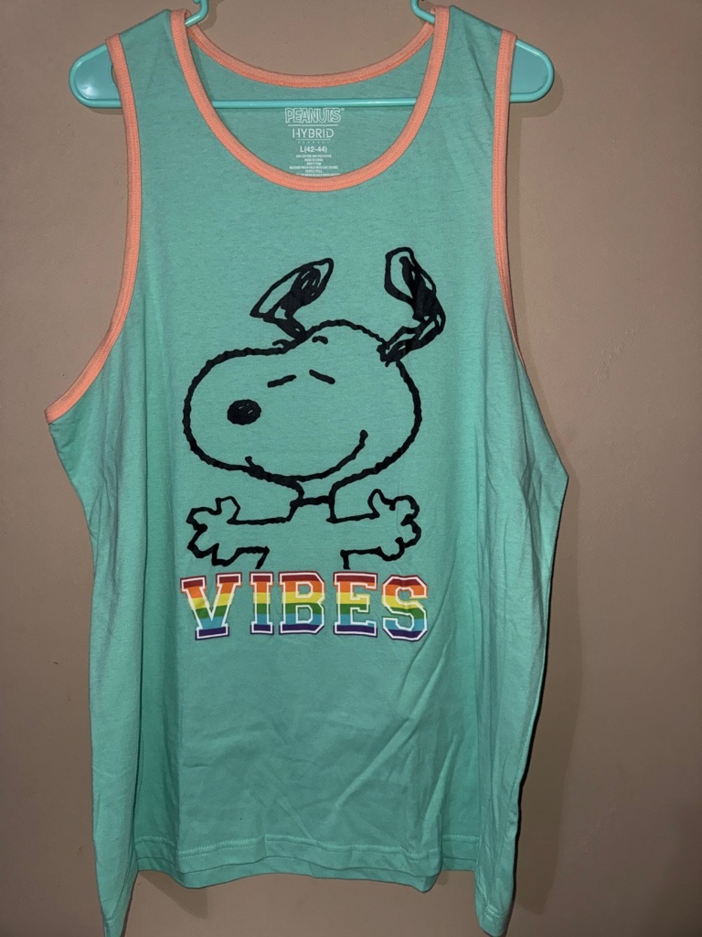 Peanuts Pride “Vibes” Mint Tank with Peach Trim